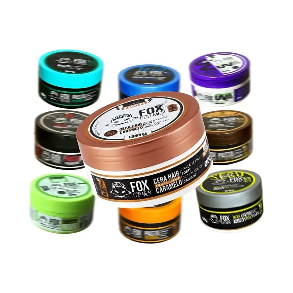 Potes da linha de modeladores Fox For Men, em várias cores